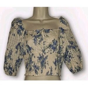 American Eagle Floral‎ Cottagecore Y2K Smock Babydoll Top 3/4 Sleeve Size M